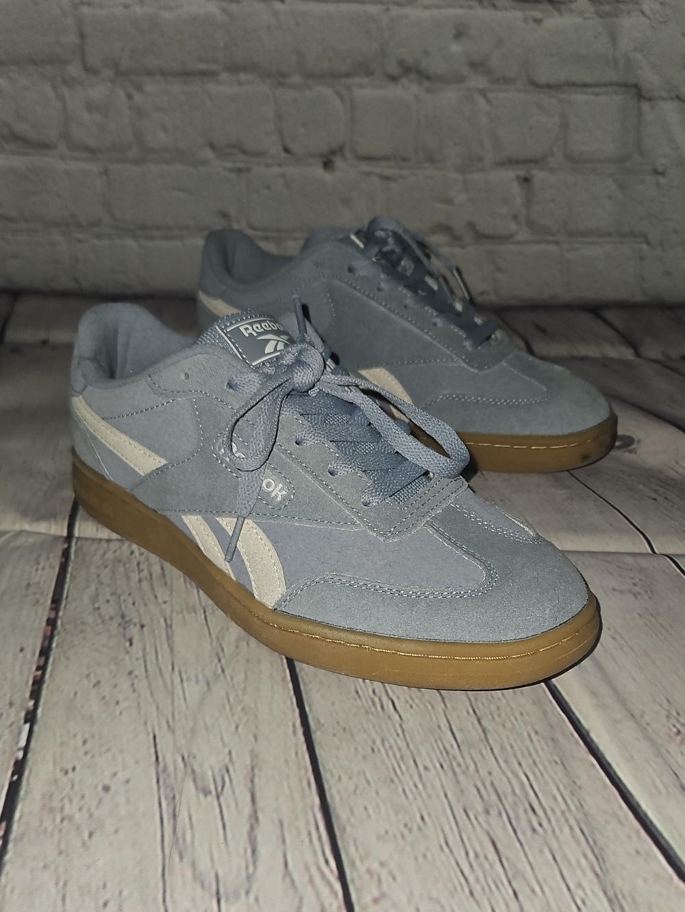 Reebok Women's Low-Top Suede Sneakers in Light Blue with Gum Sole